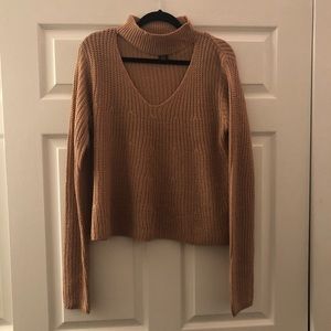 Plunge Neck Choker Sweater